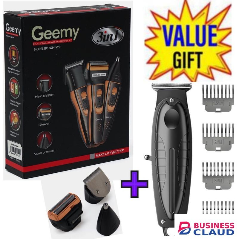 Geemy Affordable Barber Shaving Machine-Kinyozi // Shaver // Kinyozi // Best Kinyozi // BEST Rechargeable Smoother Hair Shaving Machine, Shaver- 3 In 1 FOR KINYOZI BUSINESS + FREE Trimmer // Shaver