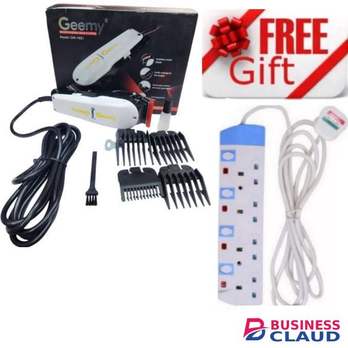 Geemy BEST PROFESSIONAL CORDED HAIR & BEARD SHAVING MACHINE FOR Barbershops / Kinyozi For haircuts, fades, line-ups, and balding Preferred for affordability and ease of maintenance + FREE 4-WAY POWER Extension cable Socket With Safety Switches