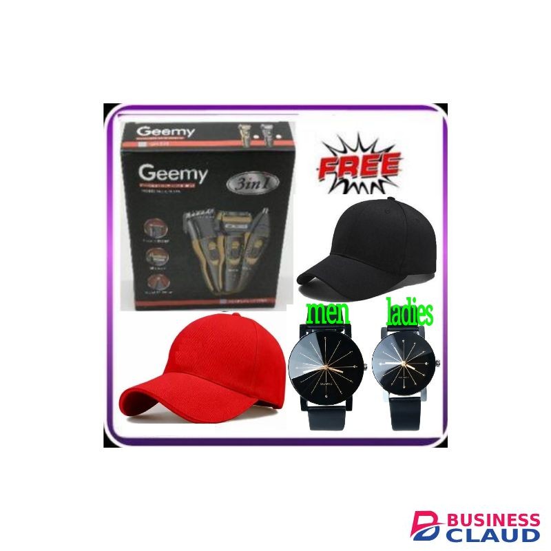 Geemy Home Cutting Shaving Machine 3 In 1 Smoother,Nose + Free Men/Women Watches, Baseball Càps