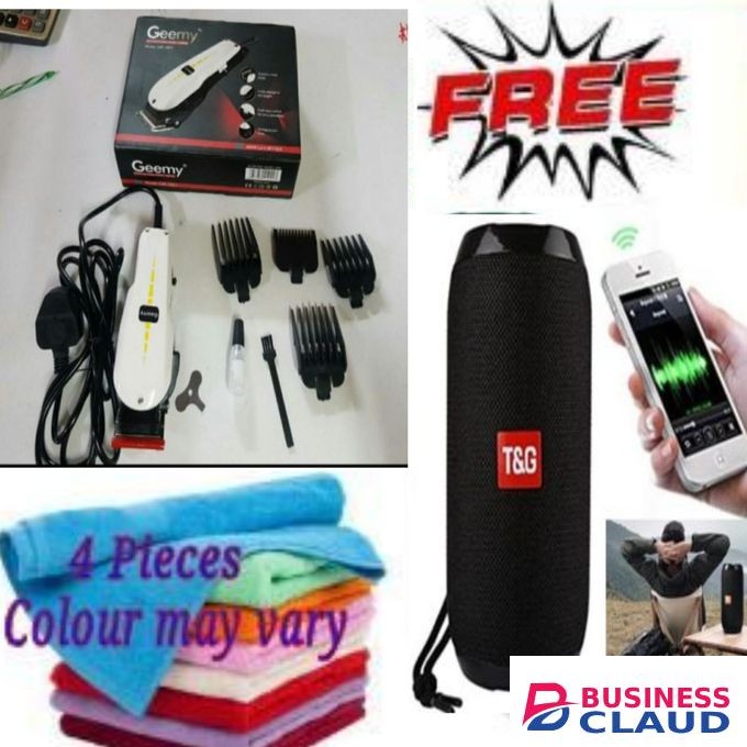 Geemy Affordable Barber Shaving Machine-Kinyozi // Shaver // Kinyozi // Best Kinyozi + Bluetooth Speaker Red + Face Towels