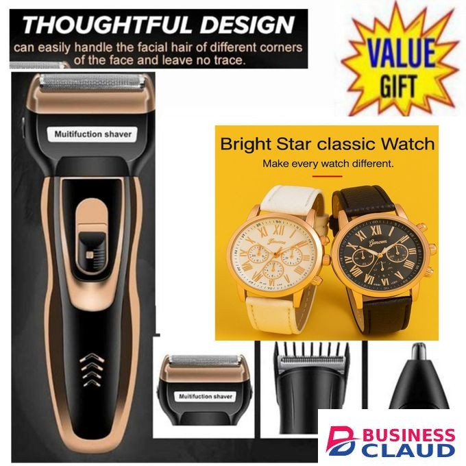 Geemy Home Shaving/Barbering Machine 3 In 1 // kids shaver, children shaving machine + 2 luxury Watch