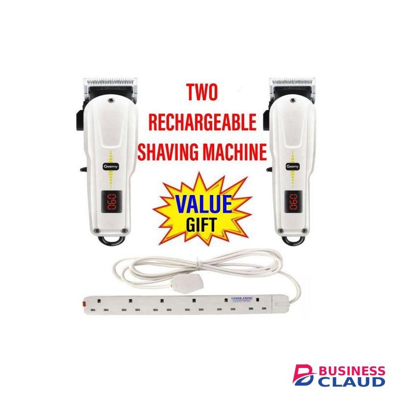 Geemy (Two) 2 Rechargeable Cordless Shaving Machine With Indicator + Bonus 6 Way Power Extension
