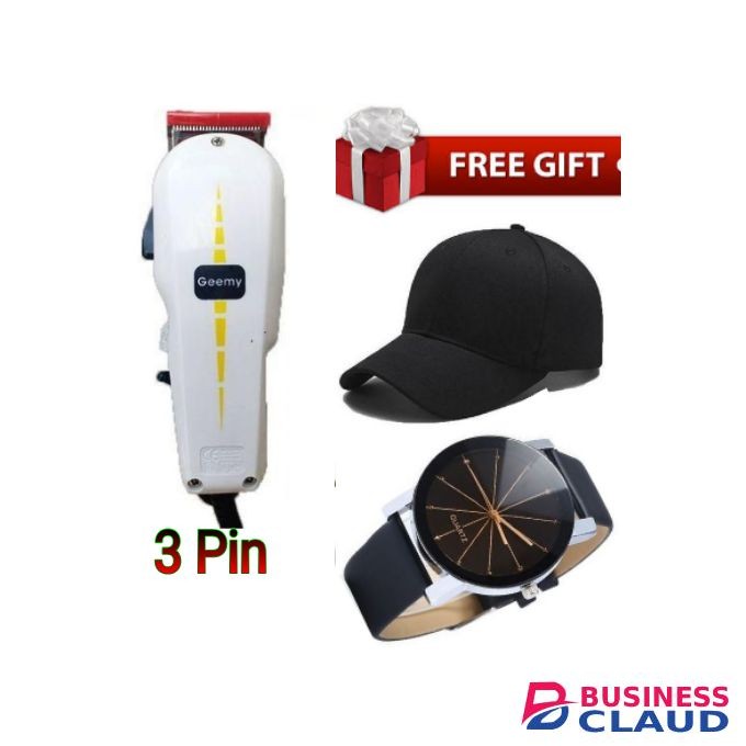 Geemy Professional Hair/Shaving Machine-Kinyozi & Mo GIFTS Cap & Watch