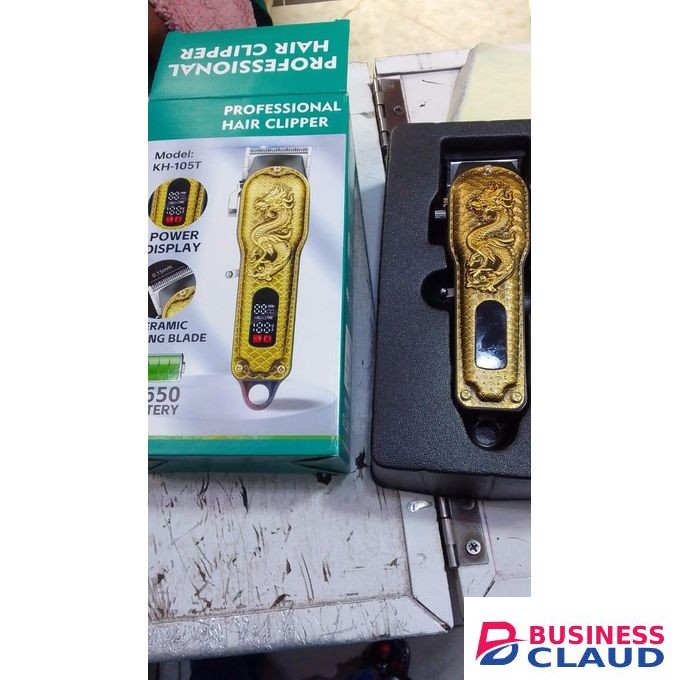 High Quality Big Battery 18650mah Wireless Shaving Machine Dragon Pattern Electric Hair Clipper - Professional Salon/ Kinyozi hair shaver, Grade Clipper For Home Hair Styling Charging - Gold