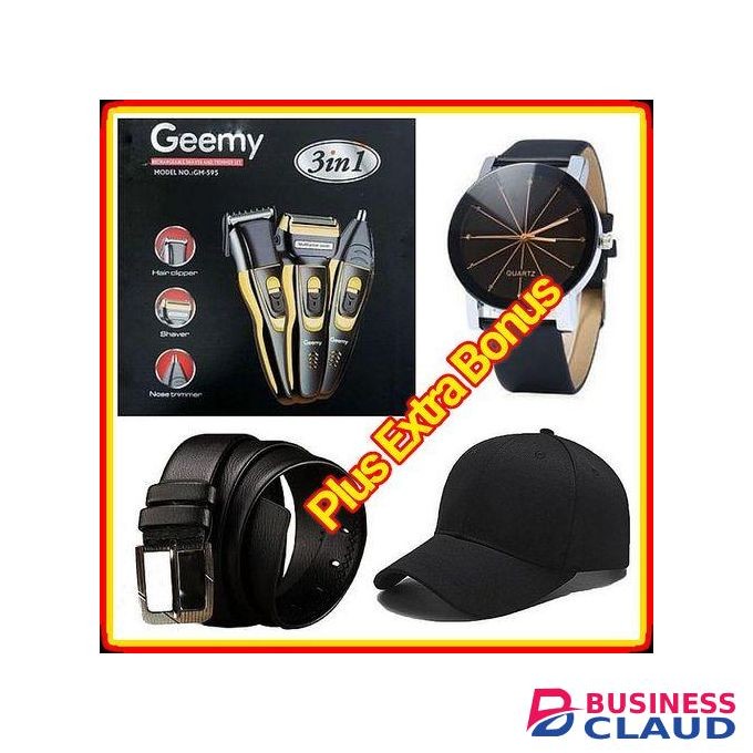 Geemy Smart Hair & Beard Shaver + Men Extra Belt, Watch,Cap