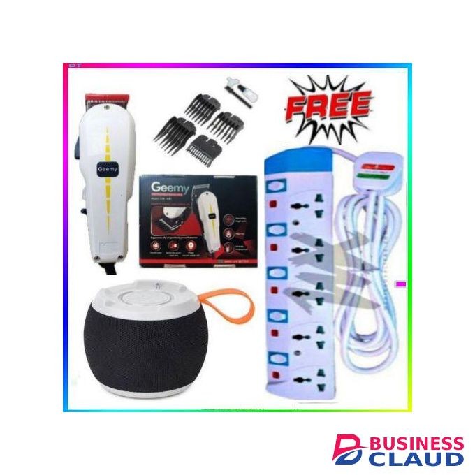 Geemy Professional Hair/Shaving Trimmer Original Machine - Kinyozi + Free 5 Way Extension & C15 Speaker
