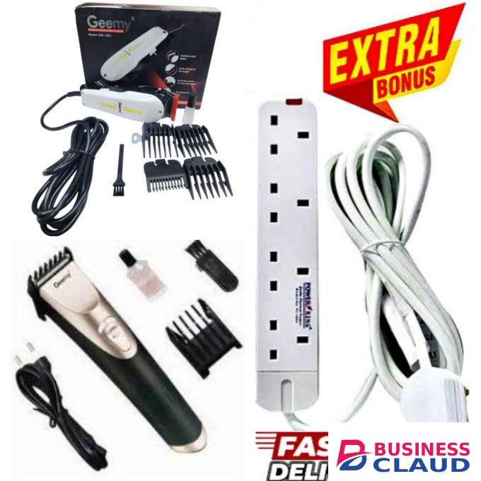Geemy BEST PROFESSIONAL Electric Hair Clipper SHAVING MACHINE for Barbers +RECHARGEABLE Cordless Trimmer + FREE 4-WAY Cable Combo