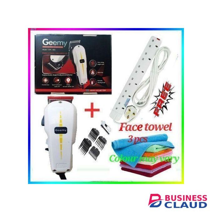 Geemy professional balding hair cut kinyozi machine shaver - New Professional Hair Pro Shaving Machine/kinyozi + 3 Pieces Face Towel & 6 Way Gift