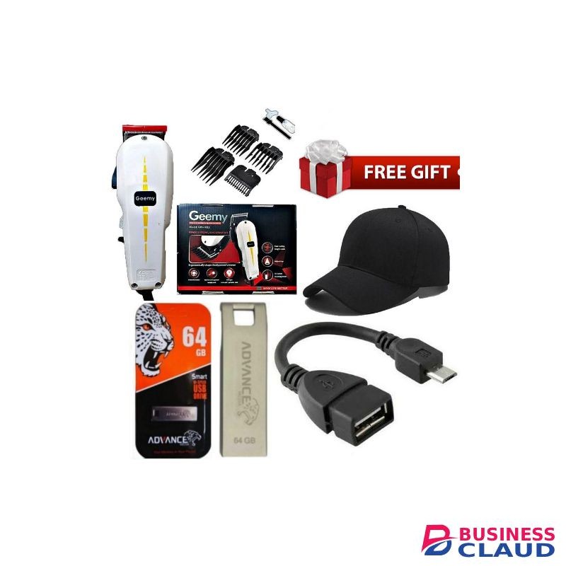 Geemy Professional Berbaring Hair Shaving Machine-Kinyozi 64GBFlash Bonus+ GIFTS Cap & Otg