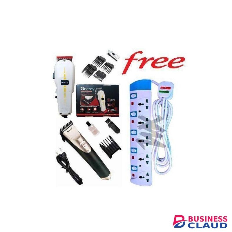 Geemy GENUINE BEST COMMERCIAL & MULTIPURPOSE PROFESSIONAL HAIR SHAVING ELECTRIC HAIR KINYOZI MACHINE WITH LEVEL COMB+ FREE BEST CORDLESS RECHARGEABLE SCHOOL CUT SHAVER TRIMMER, 5 WAY POWER EXTENSION CABLE.