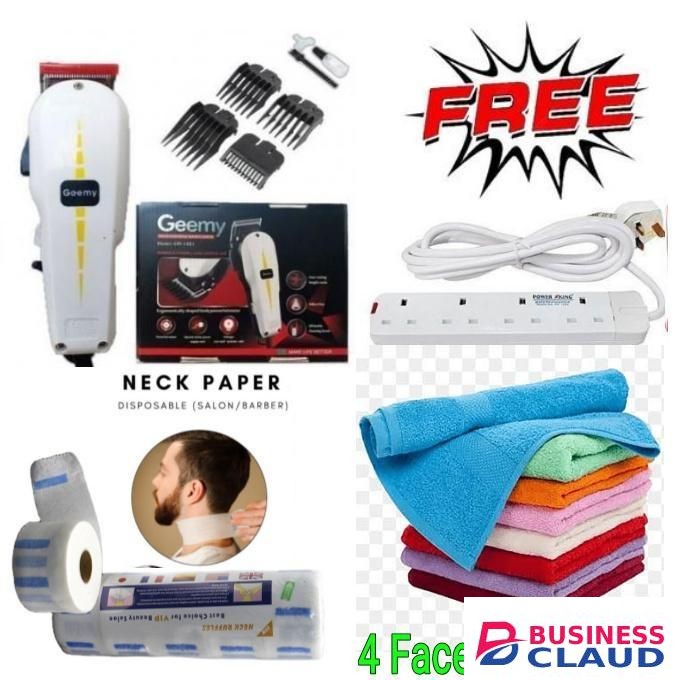 Geemy Professional Hair/Shaving Machine-Kinyozi & 4 Way Extension & 4 Face Towels , 5 Neck Rolls