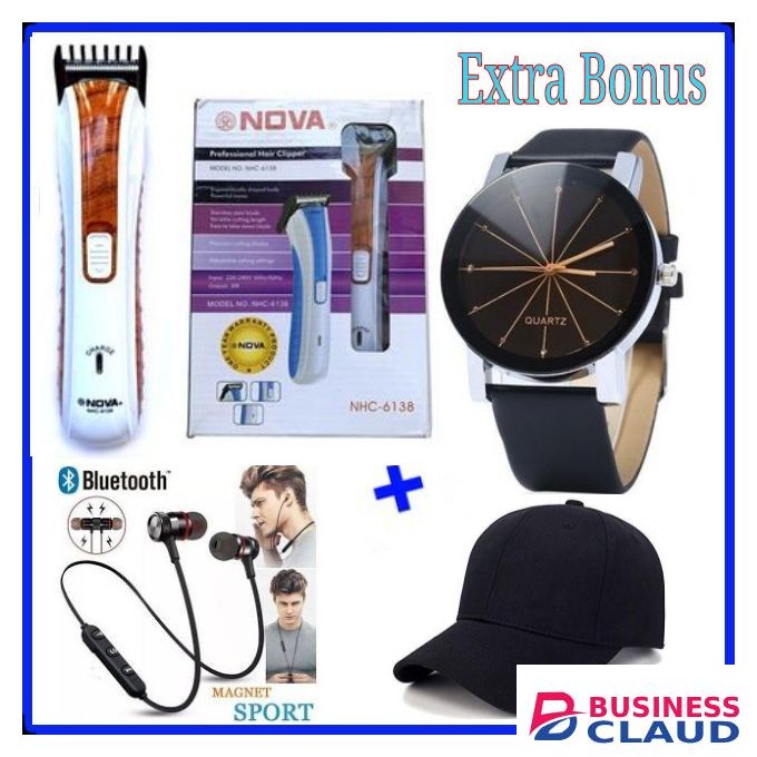 Nova Rechargeable Hair Clipper And Beard Trimmer +Gifts