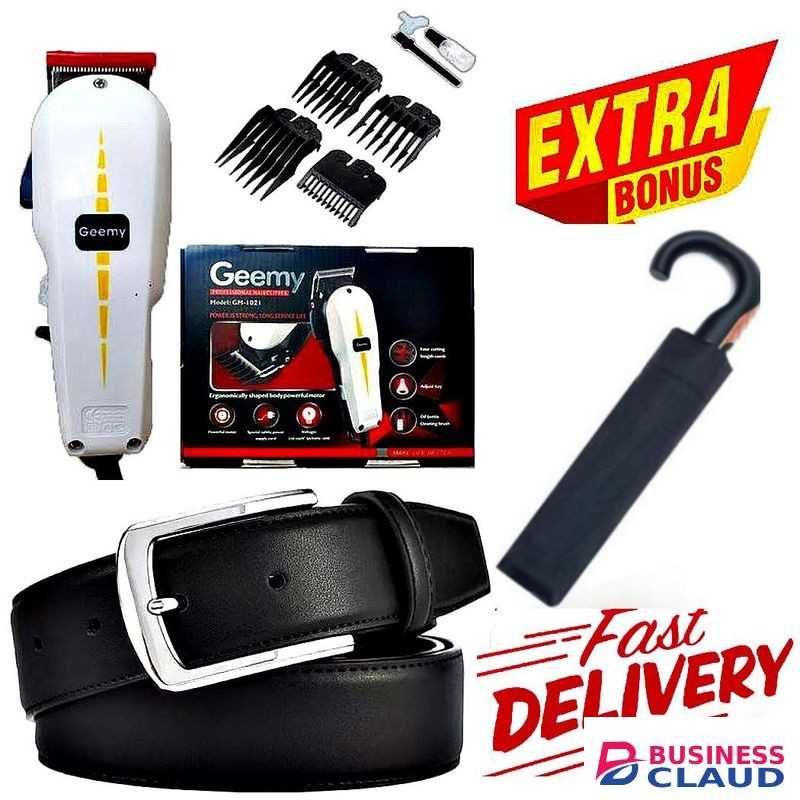 Geemy Multi-purpose ELECTRIC Professional HAIR Clipper SHAVER / Beard Trimmer- Shaving Machine-Kinyozi + GIFTS LEATHER BELT & CHECKED UMBRELLA COMPACT SIZE WITH OPENING SWITCH