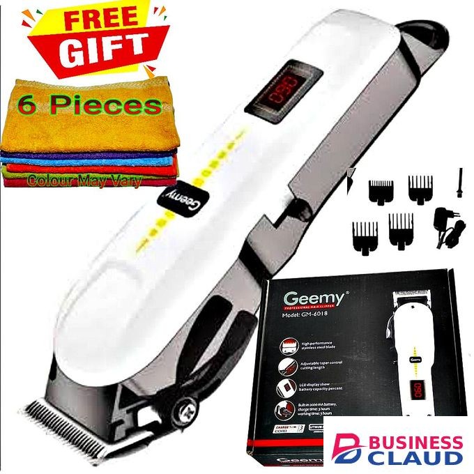 Geemy Rechargeable Head Electric Salon & Kinyozi Hair Trimmer Rechargeable Professional Cordless Wireless Hair Trimmer With Indicator + FREE GIFTS 6 Face Towels