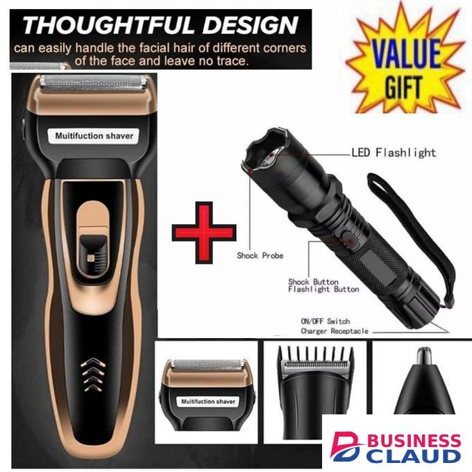 Geemy Affordable Barber Shaving Machine-Kinyozi // Shaver // Kinyozi // Best Kinyozi // BEST Rechargeable Smoother Hair Shaving Machine, Shaver- 3 In 1 FOR KINYOZI BUSINESS + ELECTRIC SHOCK TORCH