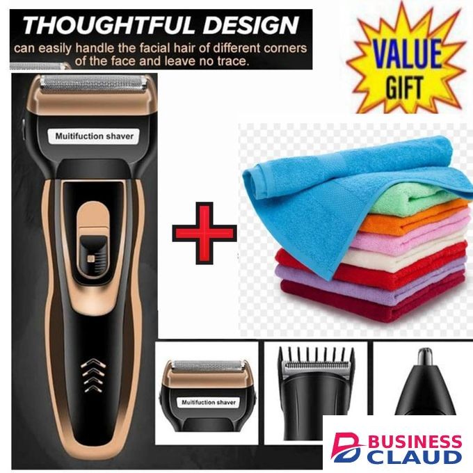 Geemy Affordable Barber Shaving Machine-Kinyozi // Shaver // Kinyozi // Best Kinyozi // BEST Rechargeable Smoother Hair Shaving Machine, Shaver- 3 In 1 FOR KINYOZI BUSINESS + KITCHEN TOWELS