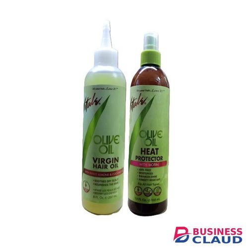 Vitale Olive Oil 2 piece Combo Hair Care: Vrgin Hair Oil 237ml and Heat Protector 355ml