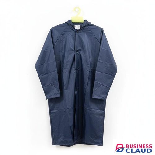Durable Heavy Duty Waterproof Long Raincoat with Hood - Navy Blue Rain Suit for Men/Women - Durable Rain Gear Nairobi Kenya in Ebony