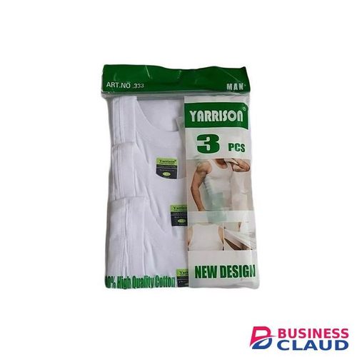Yarrisson Yarrison 100% Cotton Mens Fitted Vest (3Pcs) - White