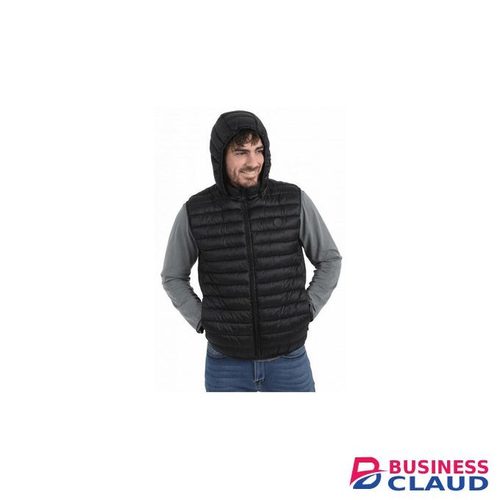 Unisex Black Quilted Hooded Sleeveless Vest