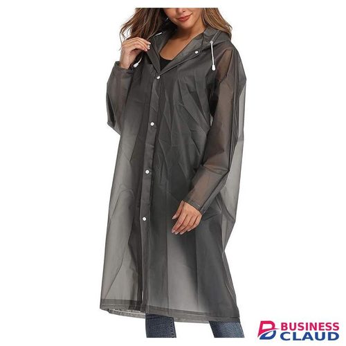 Unisex Full-Length Waterproof Hooded Raincoat – Black