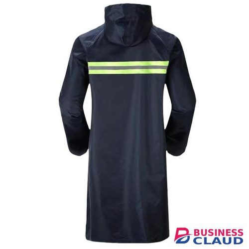 "Heavy Duty Waterproof Raincoat With Hood, Reflector & Zipper – Navy Blue"