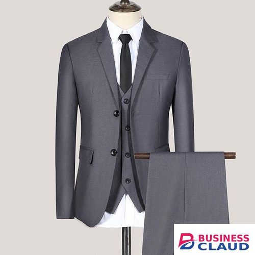 Banagat High Quality 3 Piece Set (Jacket Vest & Pants) Men's Formal Office Slim-Fit Business Suit Grey