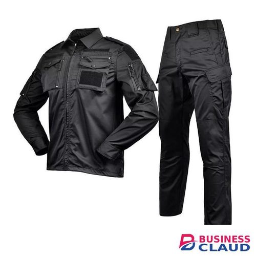 Outdoor Tactical Military Uniform, Army Forces Airsoft Soldier Training Combat Jacket Pant Suit- Black