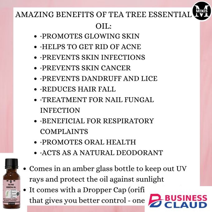 Mekis Tea Tree Essential Oil-100% Pure,For Acne,Dandruff,Fungus