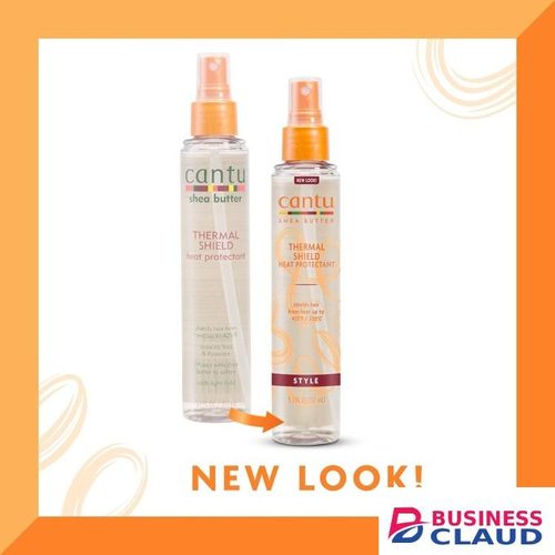 Cantu Thermal Shield Heat Protectant with Shea Butter moisture barrier helps protect hair from damage caused by heated styling tools up to 425°F / 220°C