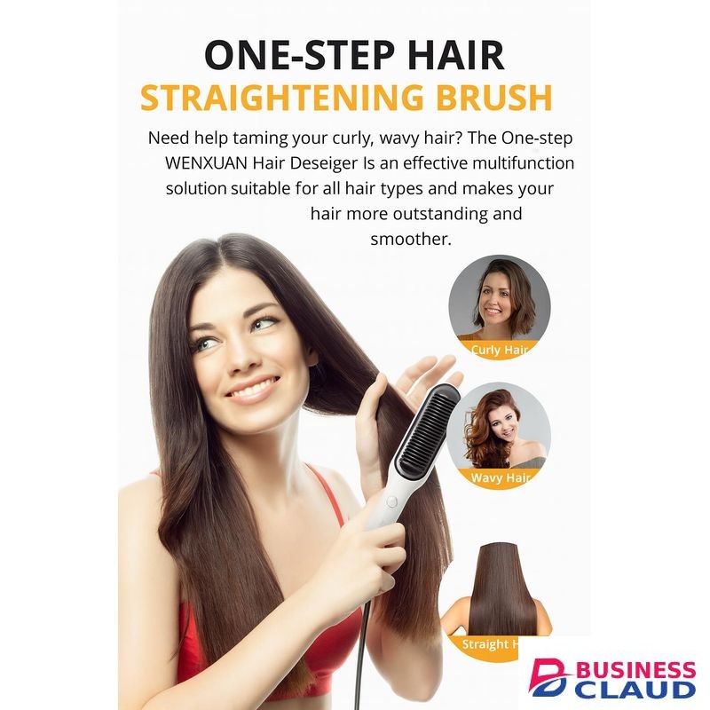 3-in-1 Heated Hair Straightening Hot Air Brush – Fast Styling for Curly, Wavy & Straight Hair