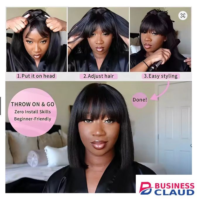 Human Hair HD Lace Bob With Bang Glueless Wig + Free wig Cap