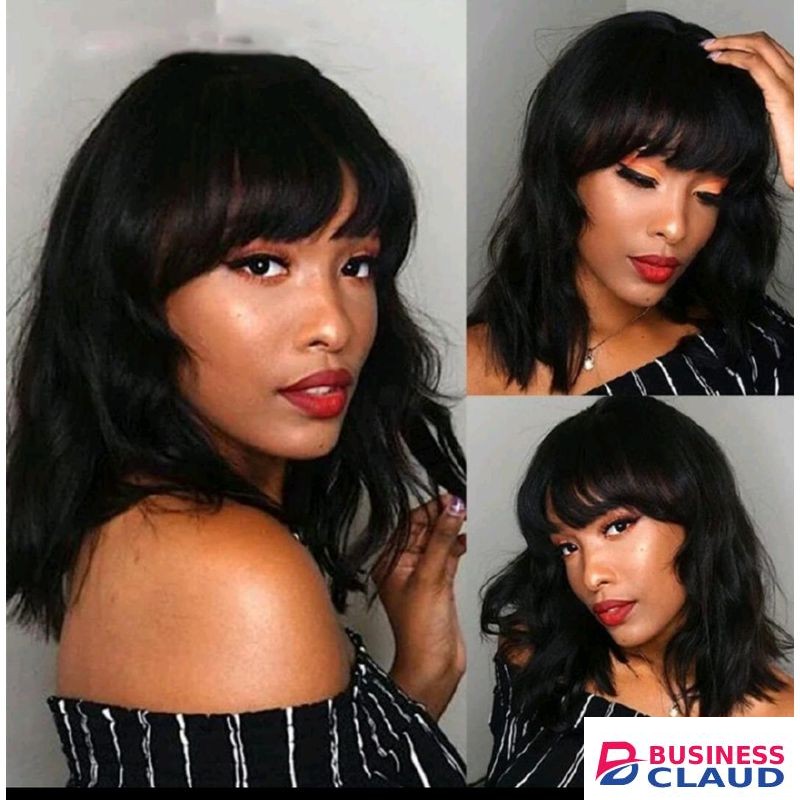 Fbk Fashion short curly hair neat bangs slightly curly clavicle hair women wigs