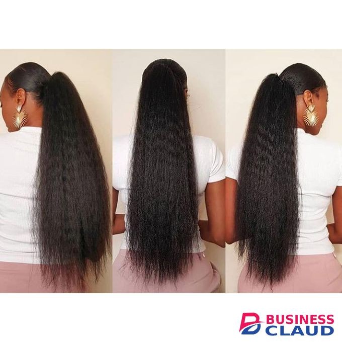 Long Kinky Drawstring Ponytail Semi Human Hair Extension