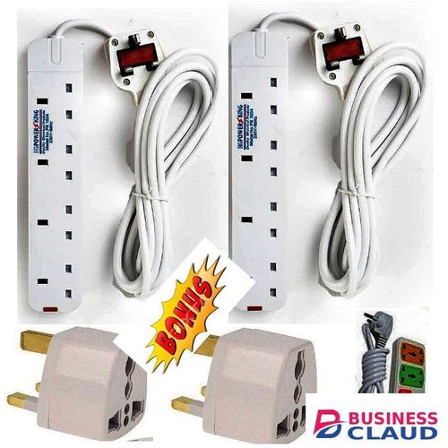 Power King Universal Electric 4 Way Power Outlets // Electronic 4 -Way Power Extension With Long Cable Socket + FREE GIFTS 2 POWER ADAPTERS, 2Way Extension