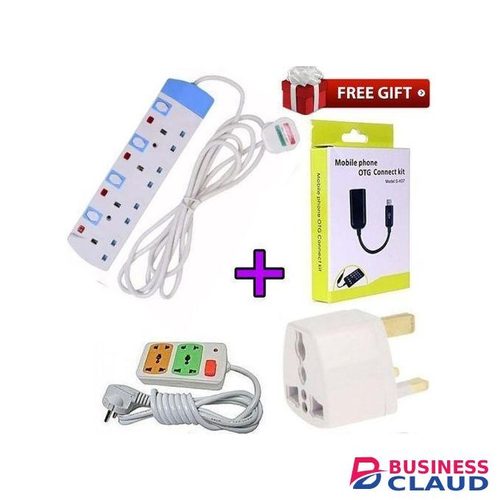 Powermax Power King 4 Way Power Extension Cable+2Way Extension+Otg Cable +Travel Adaptor
