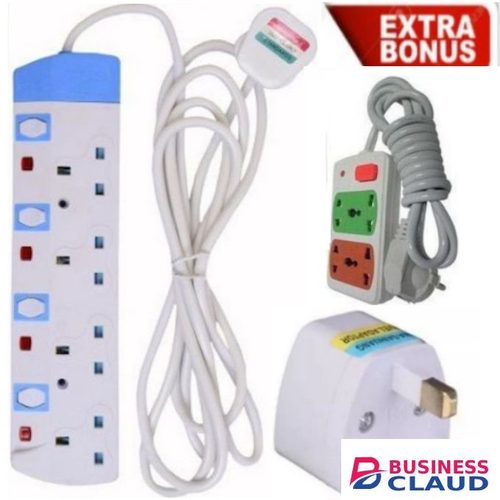 Power King Heavy Duty Way Power Socket Extension +GIFTS ; Power Adaptor, 2Way Extension
