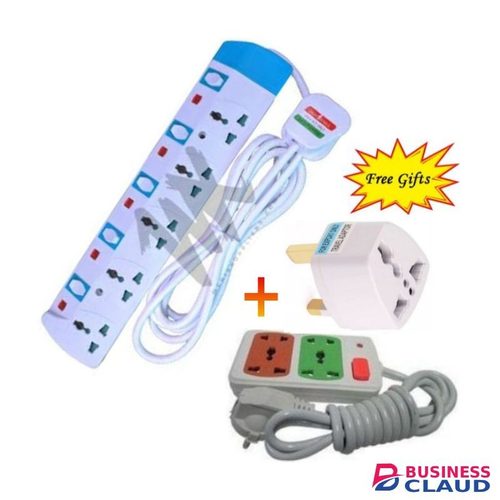 Power King 5 Way Power Extension Socket With Switch + Free Power Adaptor,2 Way Extension