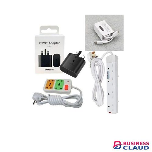 Samsung 25w adapter+ cable with 4 way extension with small extension quality product