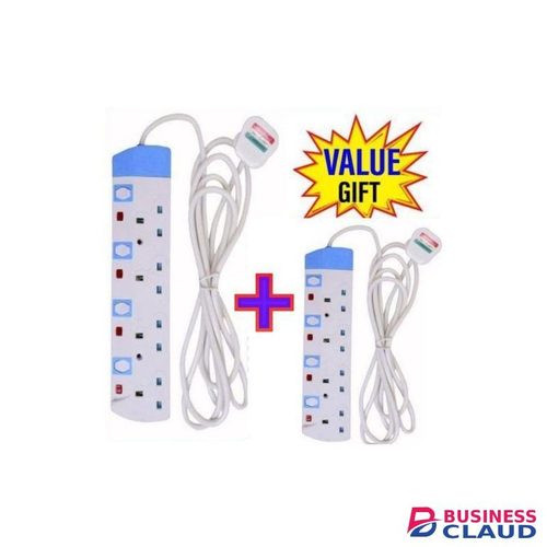 Power King 4-Way Power Extension with Long Cable & Free 4-Way Adapter