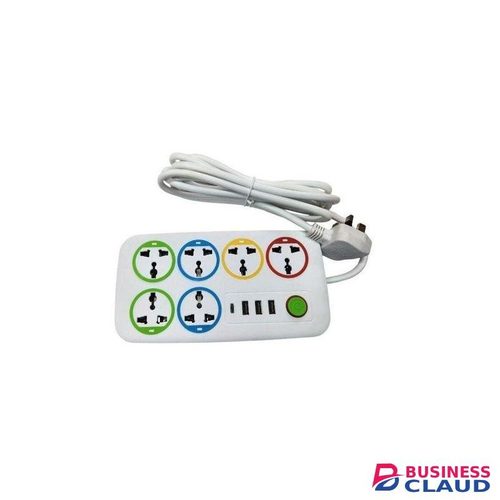 6 Way Slots Power Extension With 3 USB Ports Cables And 1 Type C Port - 2500w