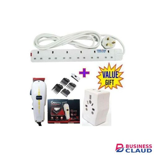 Powermax Power King 6Way> Power Extension Socket 3m Cable In 6 Way +Electric Shaver + Free Travel Adapter