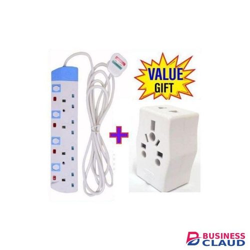 Powermax Power King MULTIPURPOSE HOME BEST 4 WAY POWER EXTENSION WITH LONG CABLE+FREE UNIVERSAL PLUG ADAPTER