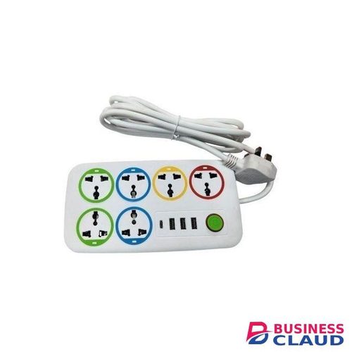 6 way slots Power Extension with 4 USB Ports Cables and Surge Protection- 2500w