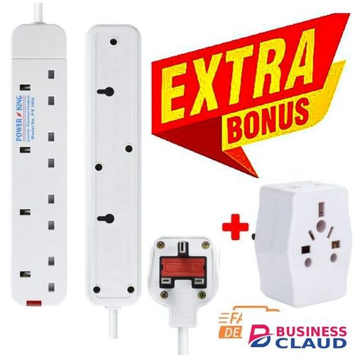 Power King Affordable Power Extension Kit: 4-Way EXTENSION, + GIFT TRAVELLER MULTIPLUG POWER ADAPTOR // ADAPTER POWER SOCKET PROTECTOR