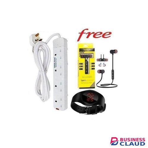 Power King HIGH QUALITY HOME BEST 4 WAY POWER EXTENSION WITH LONG CABLE+FREE UNIVERSAL PLUG ADAPTER