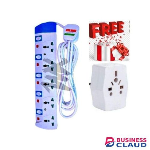 Powermax Power King BEST Home & Office 5-Way Socket Extension – Compact & Reliable With Safety Switches + FREE Power Multiplug Adaptor Socket