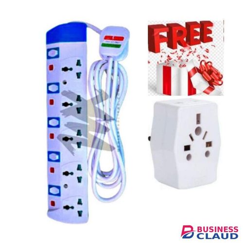Power King BEST Home & Office 5-Way Socket Extension – Compact & Reliable With Safety Switches + FREE Power Multiplug Adaptor Socket