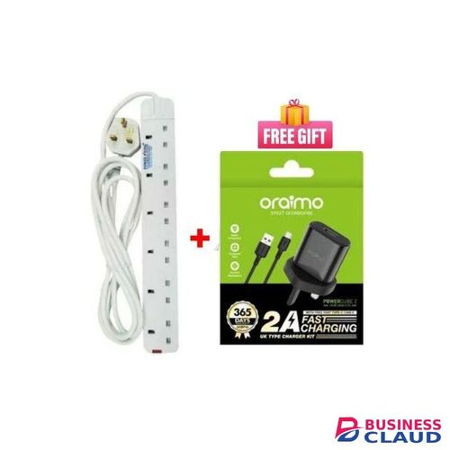Powermax Power King 6 Way Power Extension+ Oraimo Android Charger