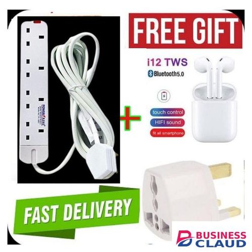 Power King 4 Way power Extension+Earbuds+Adaptor
